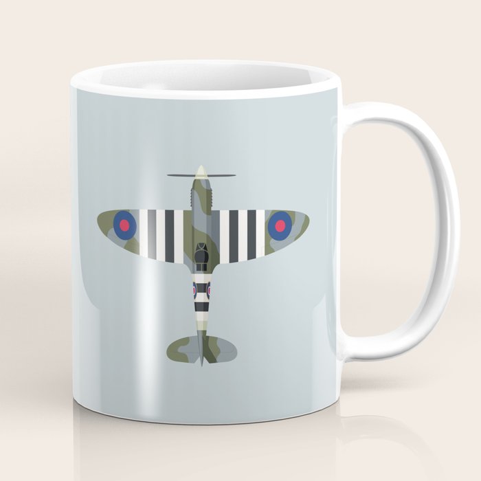 Spitfire WWII Fighter Aircraft - Grey Coffee Mug Gallery Image 1