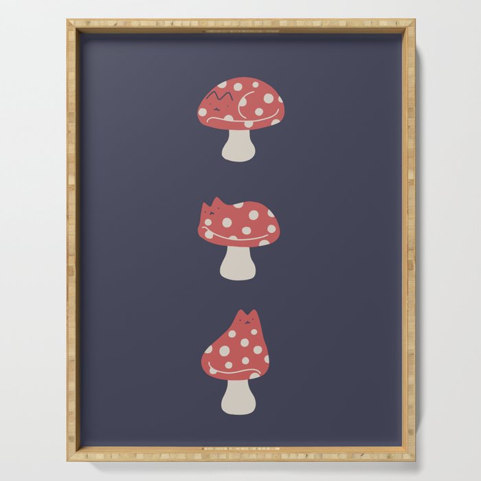 Cat and Plant 48: Cat Mushroom Serving Tray Gallery Image 1