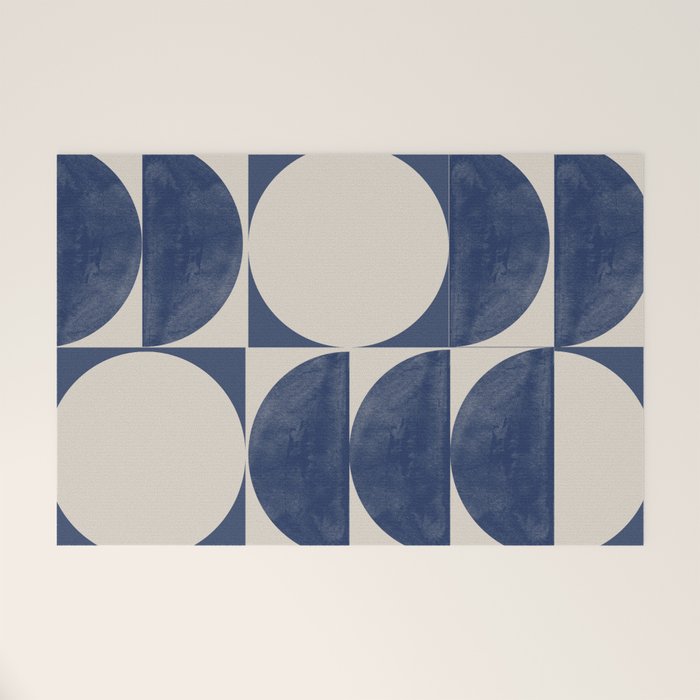 Mid Century Modern Geometric Blue Welcome Mat Gallery Image 1