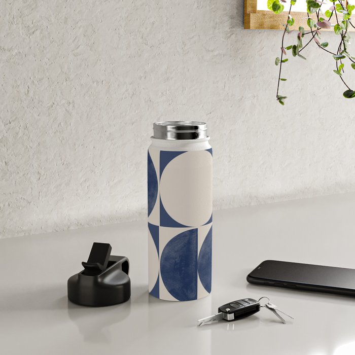 Mid Century Modern Geometric Blue Water Bottle Gallery Image 4