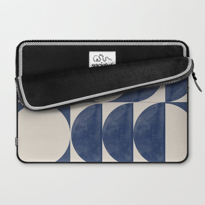 Mid Century Modern Geometric Blue Laptop Sleeve Gallery Image 2