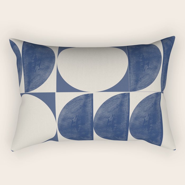 Mid Century Modern Geometric Blue Rectangular Pillow Gallery Image 2