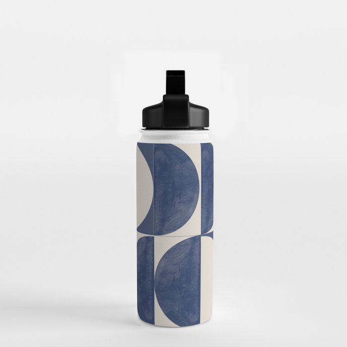 Mid Century Modern Geometric Blue Water Bottle Gallery Image 2