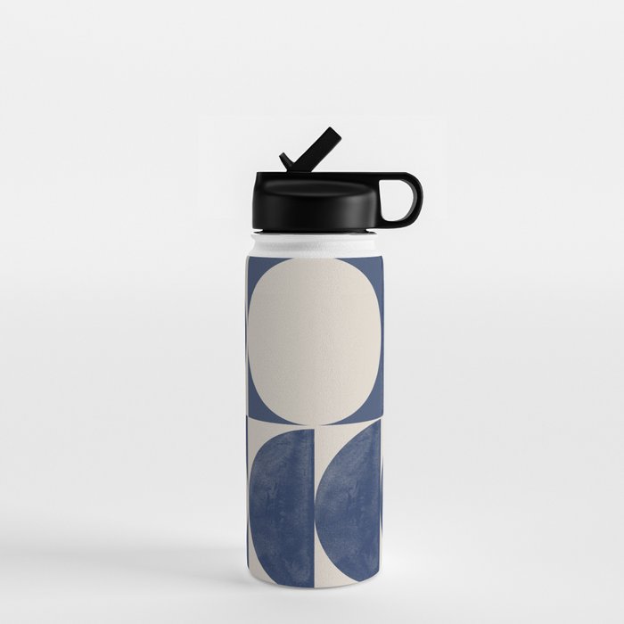 Mid Century Modern Geometric Blue Water Bottle Gallery Image 1
