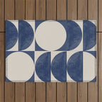 Mid Century Modern Geometric Blue Outdoor Rug Gallery Image 1