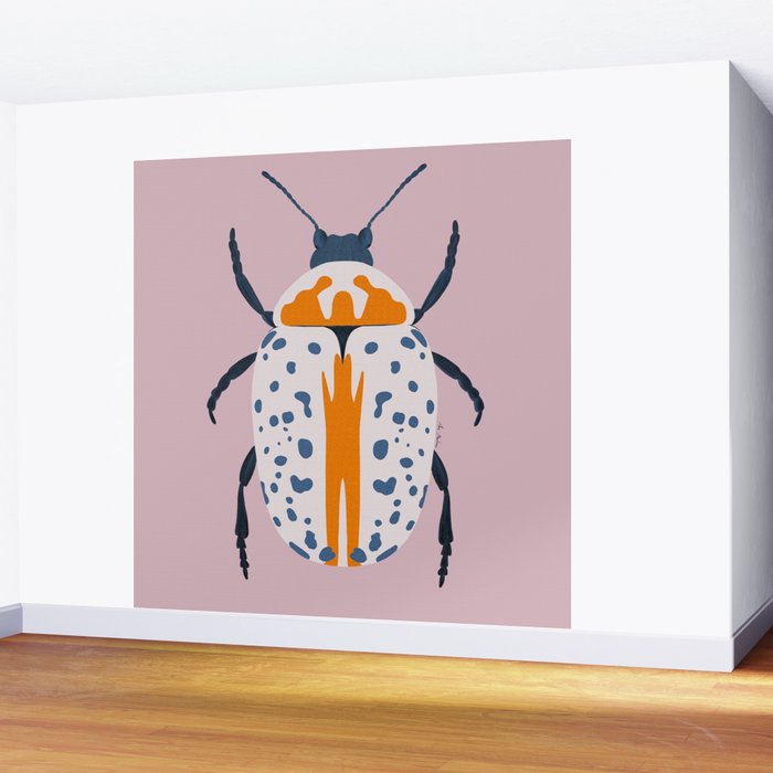 White and blue beetle Wall Mural Gallery Image 2