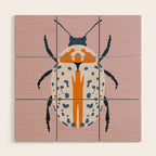 White and blue beetle Wood Wall Art Gallery Image 1