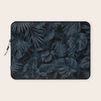 Moody Jungle Vibes Dark Teal Monstera And Palm Leaves Laptop Sleeve Gallery Image 1