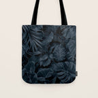 Moody Jungle Vibes Dark Teal Monstera And Palm Leaves Tote Bag Gallery Image 1