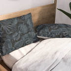 Moody Jungle Vibes Dark Teal Monstera And Palm Leaves Pillow Sham Gallery Image 2