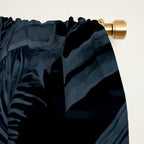 Moody Jungle Vibes Dark Teal Monstera And Palm Leaves Window Curtain Gallery Image 2