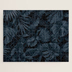 Moody Jungle Vibes Dark Teal Monstera And Palm Leaves Jigsaw Puzzle Gallery Image 1