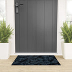 Moody Jungle Vibes Dark Teal Monstera And Palm Leaves Welcome Mat Gallery Image 3