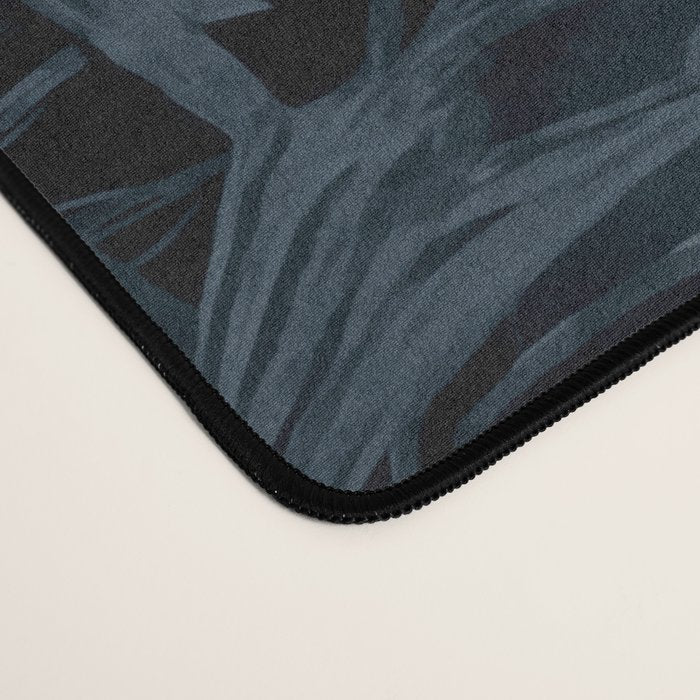 Moody Jungle Vibes Dark Teal Monstera And Palm Leaves Desk Mat Gallery Image 4