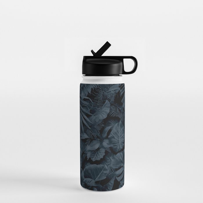 Moody Jungle Vibes Dark Teal Monstera And Palm Leaves Water Bottle Gallery Image 1