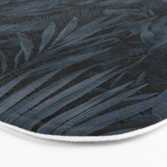 Moody Jungle Vibes Dark Teal Monstera And Palm Leaves Bath Mat Gallery Image 3