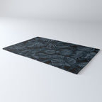 Moody Jungle Vibes Dark Teal Monstera And Palm Leaves Rug Gallery Image 3