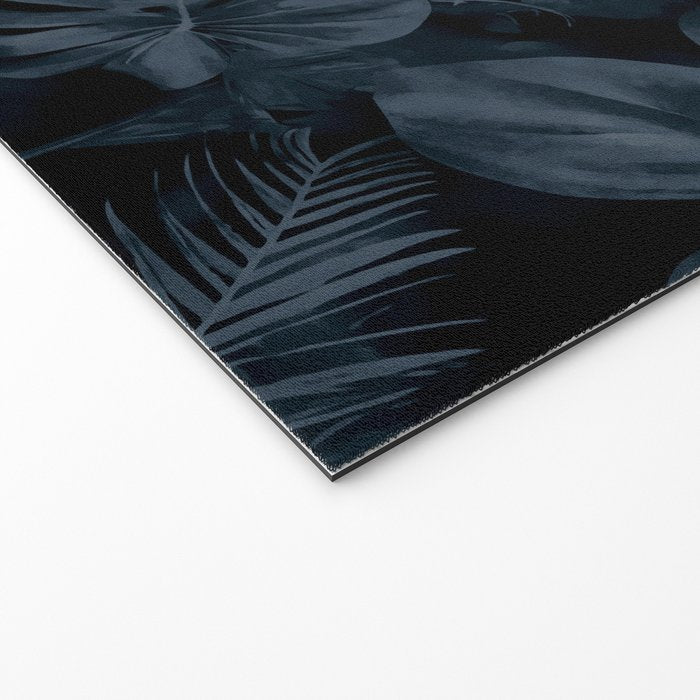 Moody Jungle Vibes Dark Teal Monstera And Palm Leaves Welcome Mat Gallery Image 2