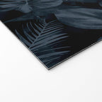 Moody Jungle Vibes Dark Teal Monstera And Palm Leaves Welcome Mat Gallery Image 2
