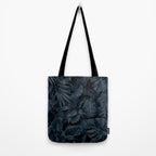 Moody Jungle Vibes Dark Teal Monstera And Palm Leaves Tote Bag Gallery Image 2
