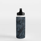 Moody Jungle Vibes Dark Teal Monstera And Palm Leaves Water Bottle Gallery Image 3