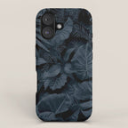 Moody Jungle Vibes Dark Teal Monstera And Palm Leaves iPhone Case Gallery Image 1