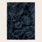 Moody Jungle Vibes Dark Teal Monstera And Palm Leaves Poster Gallery Image 4