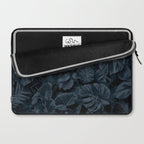 Moody Jungle Vibes Dark Teal Monstera And Palm Leaves Laptop Sleeve Gallery Image 2