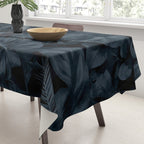Moody Jungle Vibes Dark Teal Monstera And Palm Leaves Tablecloth Gallery Image 3