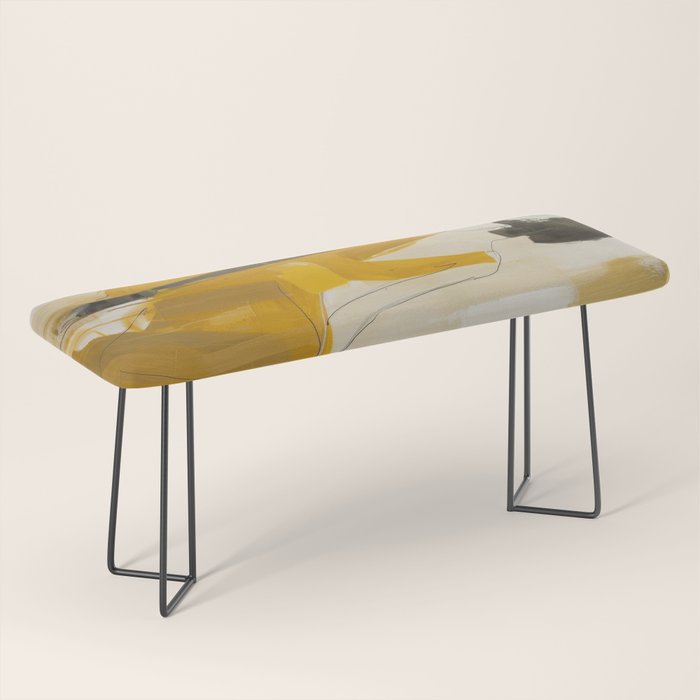 Modern Abstract Woman in Yellow Dress Bench Gallery Image 1
