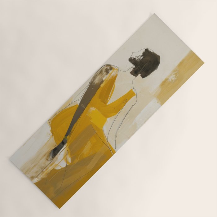 Modern Abstract Woman in Yellow Dress Yoga Mat Gallery Image 1