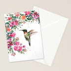 Hummingbird and Flowers Watercolor Animals Stationery Card Gallery Image 2