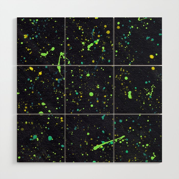 Blacklight Party Splatter Painting Version 2 Wood Wall Art Gallery Image 1