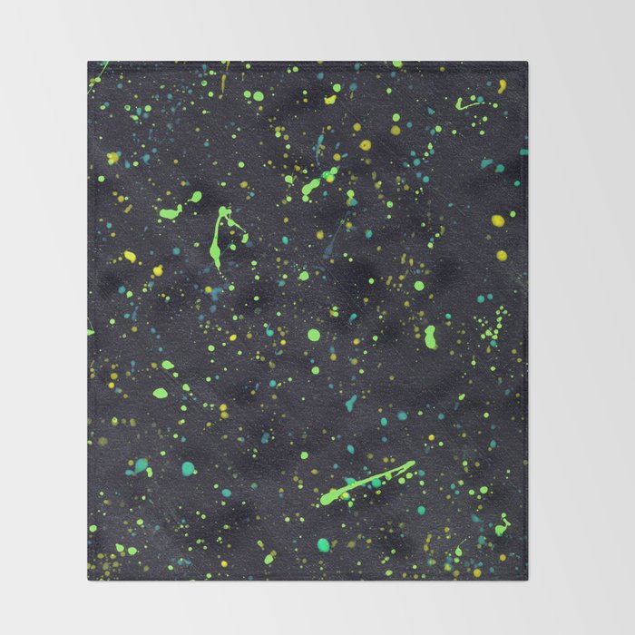 Blacklight Party Splatter Painting Version 2 Throw Blanket Gallery Image 2
