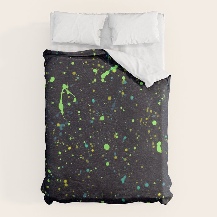 Blacklight Party Splatter Painting Version 2 Duvet Cover Gallery Image 1
