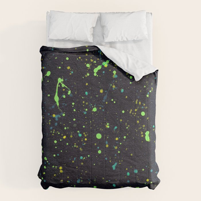 Blacklight Party Splatter Painting Version 2 Comforter Gallery Image 1