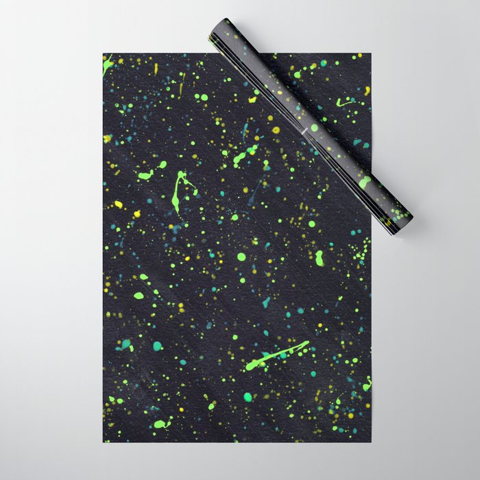 Blacklight Party Splatter Painting Version 2 Wrapping Paper Gallery Image 1