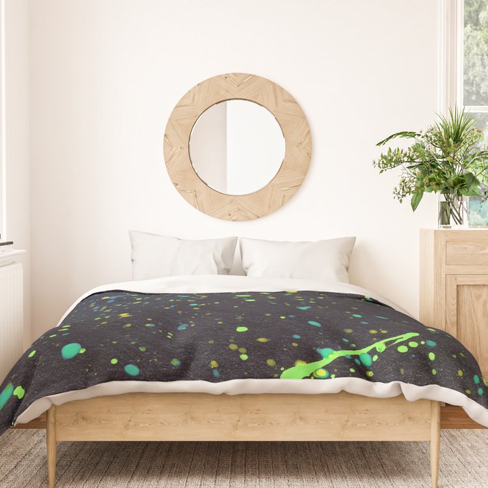 Blacklight Party Splatter Painting Version 2 Duvet Cover Gallery Image 3