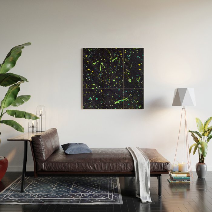 Blacklight Party Splatter Painting Version 2 Wood Wall Art Gallery Image 2