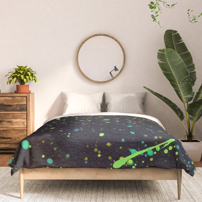 Blacklight Party Splatter Painting Version 2 Comforter Gallery Image 3