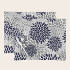 Abstract, Floral Prints, Navy Blue and Grey Placemat Gallery Image 1