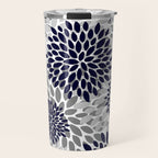 Abstract, Floral Prints, Navy Blue and Grey Travel Mug Gallery Image 1