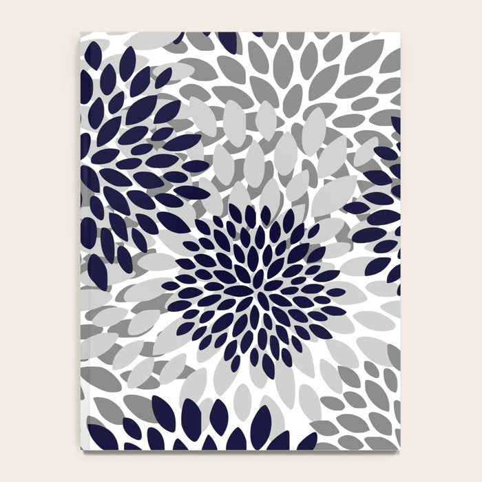 Abstract, Floral Prints, Navy Blue and Grey Notebook Gallery Image 4