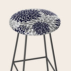 Abstract, Floral Prints, Navy Blue and Grey Stool Gallery Image 2