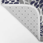 Abstract, Floral Prints, Navy Blue and Grey Bath Mat Gallery Image 2