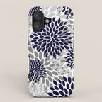 Abstract, Floral Prints, Navy Blue and Grey iPhone Case Gallery Image 1