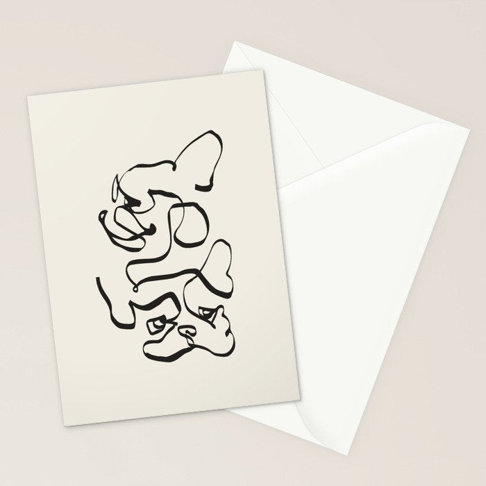 Abstract line frenchie Stationery Card Gallery Image 2