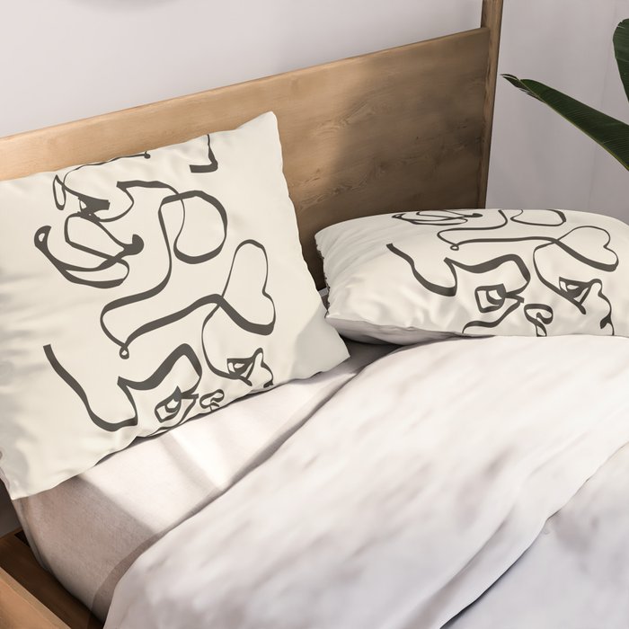 Abstract line frenchie Pillow Sham Gallery Image 2