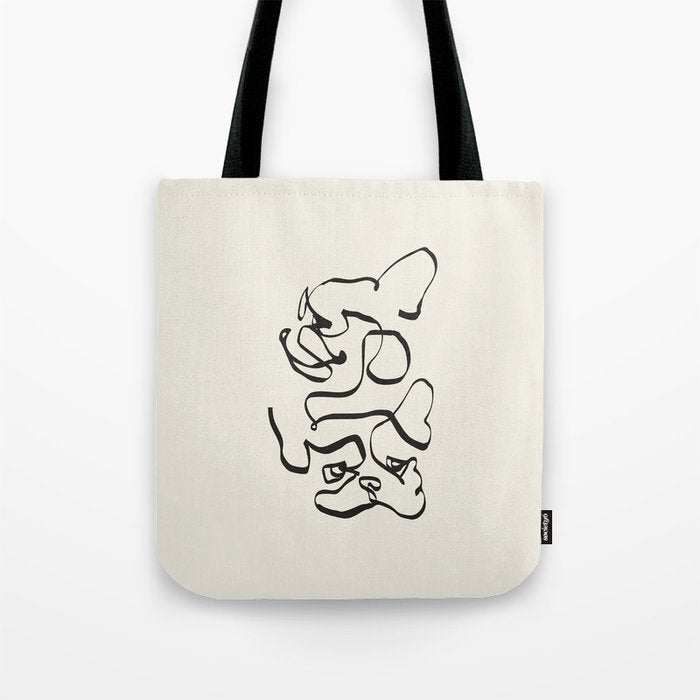 Abstract line frenchie Tote Bag Gallery Image 1