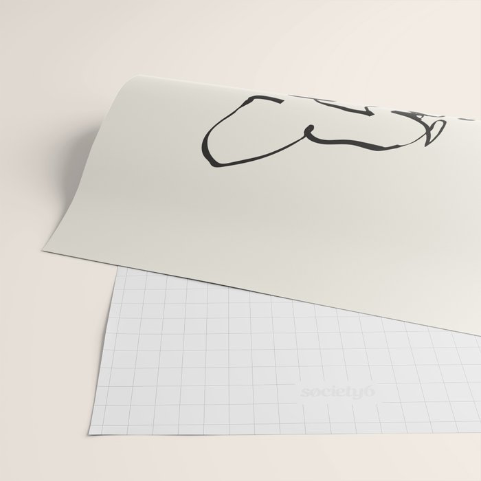 Abstract line frenchie Wrapping Paper Gallery Image 2